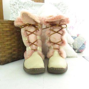 Shearling Winter Boots in Pink and Cream - like new